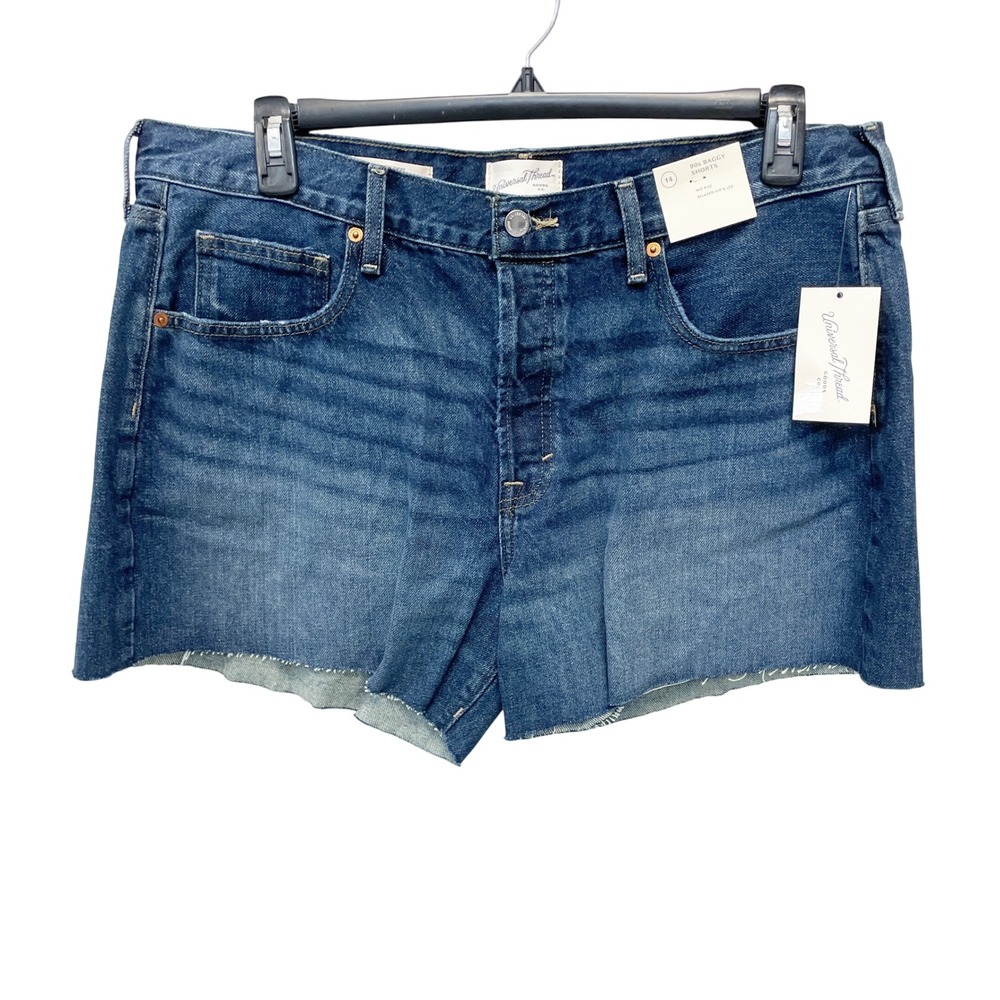 Universal Thread Women's Blue 90s Baggy Raw Hem Denim Jean Shorts Size 14 - Picture 2 of 8